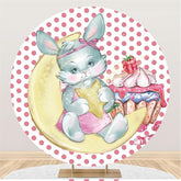 Rosa Kaninchen Mond Kuchen Kreis Party Hintergrund für Mädchen